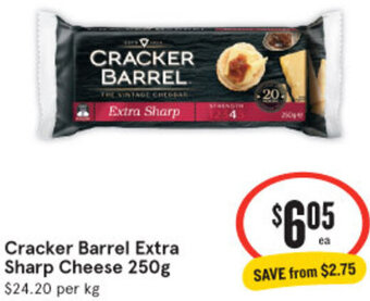 IGA Cracker Barrel Extra Sharp Cheese 250g offer