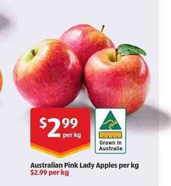 ALDI Australian pink lady apples per kg offer
