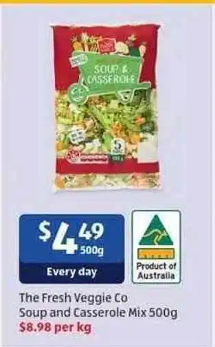 ALDI The fresh veggie co soup and casserole mix 500 g offer