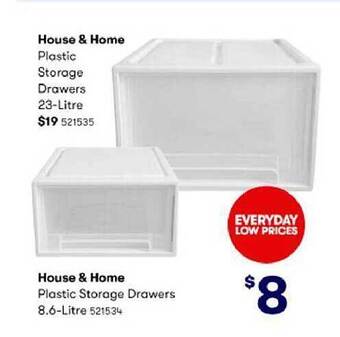 BIG W House & home plastic storage drawers offer