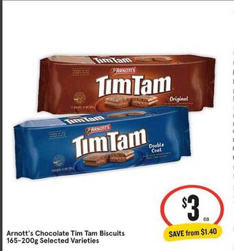 IGA Arnott's chocolate tim tam biscuits offer