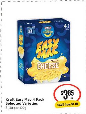 IGA Kraft easy mac 4 pack offer