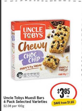 IGA Uncle tobys muesli bars 6 pack offer