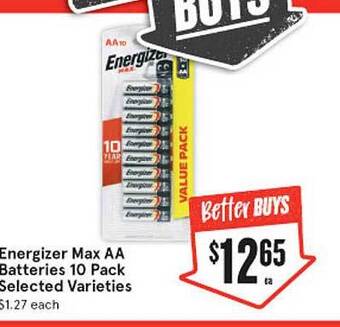 IGA Energizer max aa batteries 10 pack offer