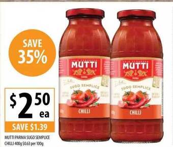 Supabarn Mutti parma sugo semplice chilli 400g offer