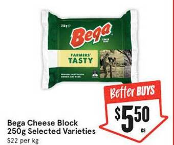 IGA Bega cheese block 250g offer