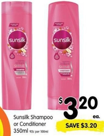 Spar Sunsilk Shampoo or Conditioner 350ml offer