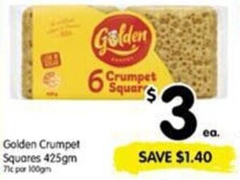 Spar Golden Crumpet Squares 425gm offer
