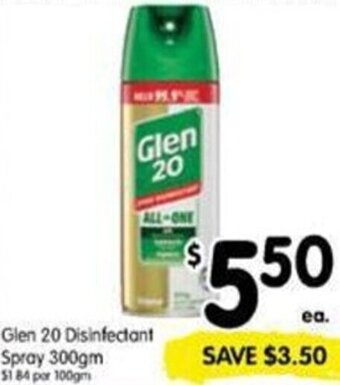Spar Glen 20 Disinfectant Spray 300gm offer