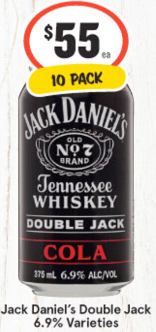 IGA Liquor Jack Daniel's Double Jack 6.9% Varieties offer