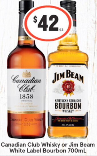 IGA Liquor Canadian Club Whisky or Jim Beam White Label Bourbon 700ml offer