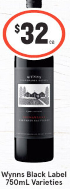 IGA Liquor Wynns Black Label 750ml Varieties offer