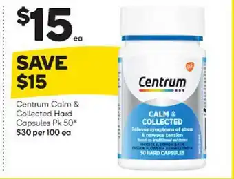 Woolworths Centrum calm & collected hard capsules offer