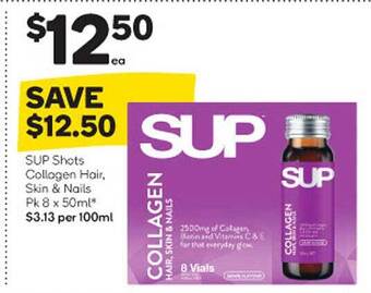 Woolworths Sup shots collagen hair, skin & nails offer
