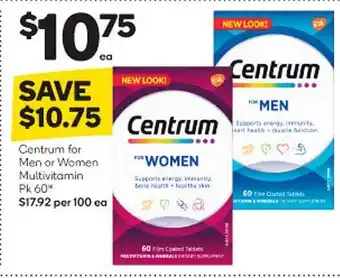 Woolworths Centrum for men or women multivitamin offer