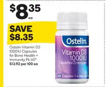 Woolworths Ostelin vitamin d3 1000iu capsules for bone health + immunity offer