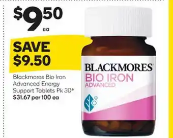 Woolworths Blackmores bio iron advanced energy support tablets offer