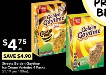 Ritchies Streets Golden Gaytime Ice Cream Varieties 4 Packs offer