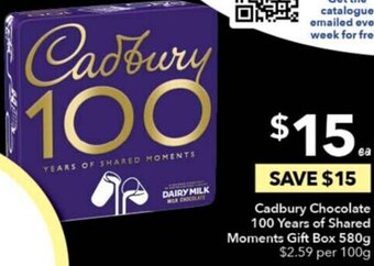 Ritchies Cadbury Chocolate 100 Years Of Shared Moments Gift Box 580g offer