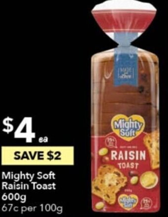 Ritchies Mighty Soft Raisin Toast 600g offer
