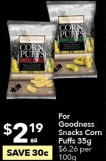 For Goodness Snacks Corn Puffs 35g