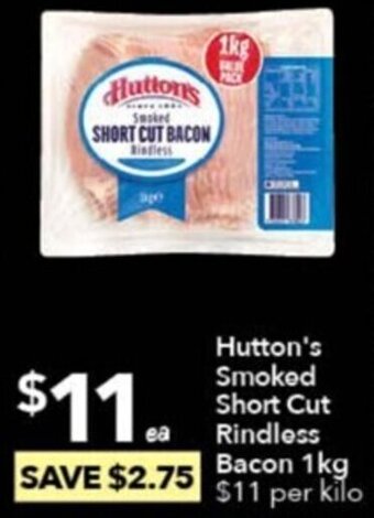 Hutton's Smoked Short Cut Rindless Bacon 1kg