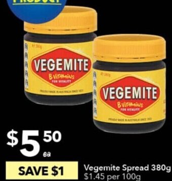 Ritchies Vegemite Spread 380g offer
