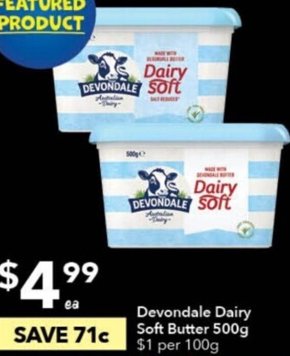 Devondale Dairy Soft Butter 500g offer at Ritchies
