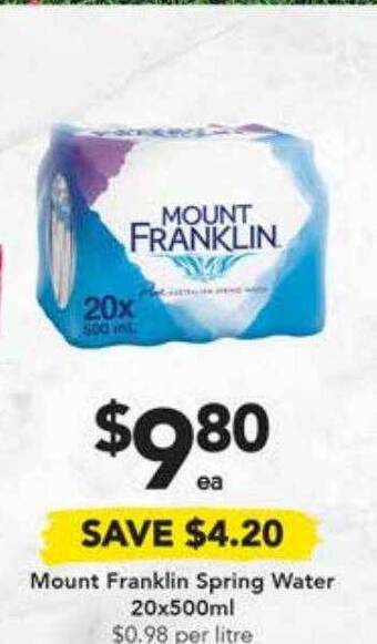 Drakes Mount franklin spring water offer