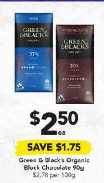 Drakes Green & black's organic block chocolate offer