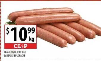 Supabarn Traditional thin beef sausages bulk packs offer