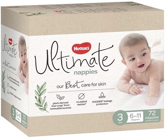 BIG W Huggies ultimate nappies unisex size 3 (6-11kg) 72 pack offer
