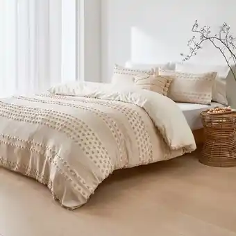 Kmart Piper cotton quilt cover set - double bed, beige and pink offer