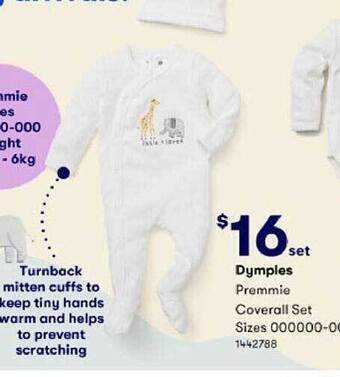 BIG W Dymples premmie coverall set offer