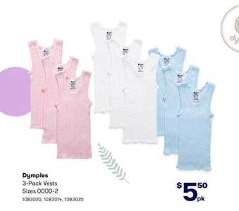 BIG W Dymples 3-pack vests offer