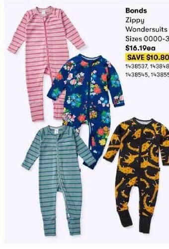 BIG W Bonds zippy wondersuits offer