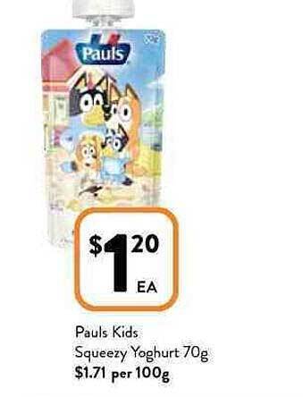 Pauls kids squeezy yoghurt