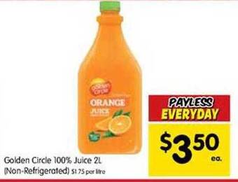 Spar Golden circle 100% juice 2l offer