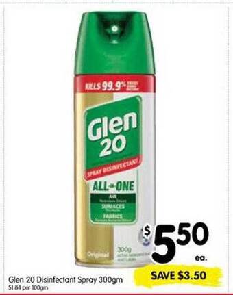 Spar Glen 20 disinfectant spray 300gm offer