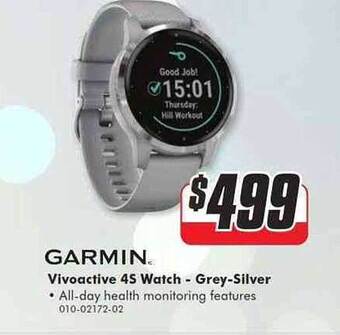 The Good Guys Garmin vivoactive 4s watch - grey silver offer