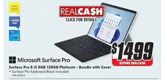 The Good Guys Microsoft surface pro surface pro 8 i5 8gb 128gb platinum - bundle with cover offer