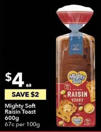 Ritchies Mighty soft raisin toast 600g offer