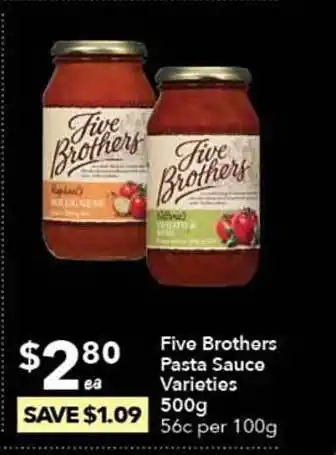 Ritchies Five brothers pasta sauce offer
