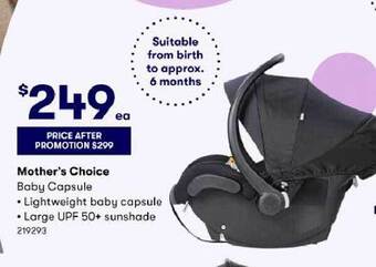 BIG W Mother's choice baby capsule offer