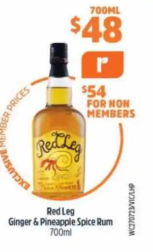 BWS Red leg ginger & pineaplle spice rum offer