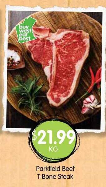 Spudshed Parkfield beef t-bone steak offer