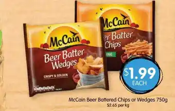 Spudshed Mccain beer battered chips or wedges offer