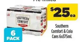 Liquorland Southern comfrot & cola cans 6 offer