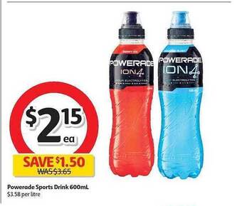 Coles Powerade sports drink 600ml offer