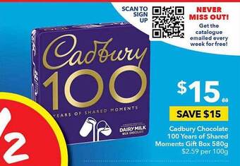 Ritchies Cadbury chocolate 100 years of shared moments gift box 580g offer